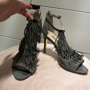 Gray suede French heels in size 7